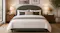 Full bedroom view showcasing the Millie upholstered headboard with a soft, arched profile Full bedroom view showcasing the Millie upholstered headboard with a soft, arched profile